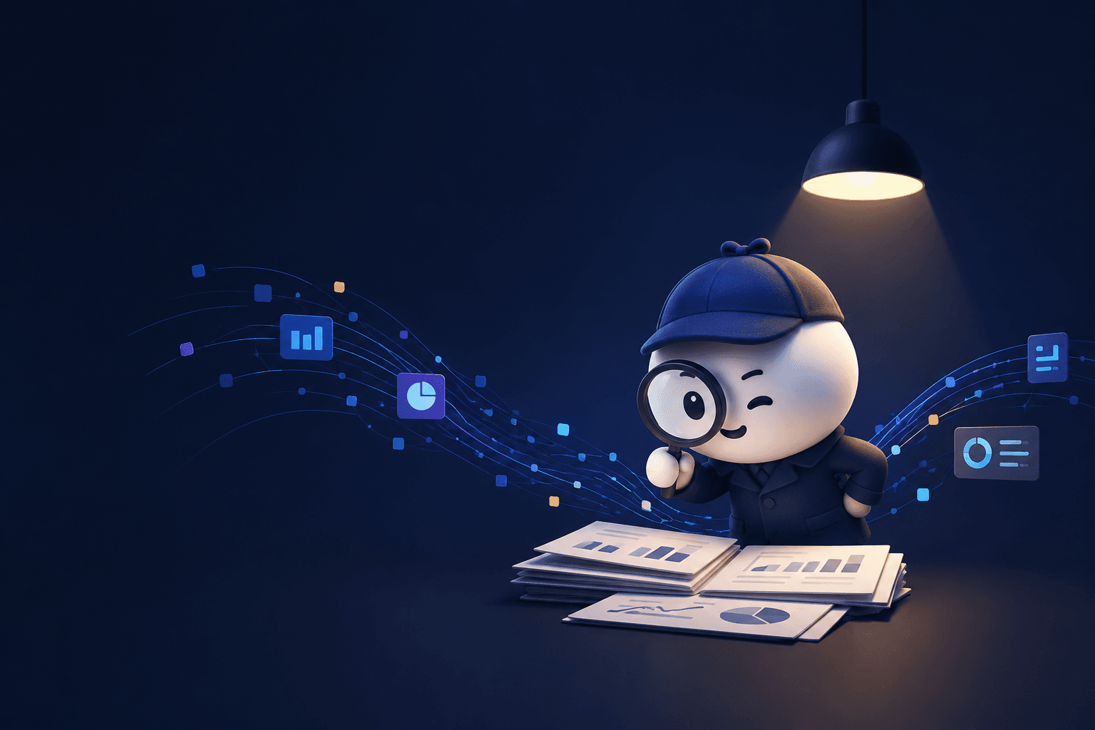 AI analyzing business data to uncover hidden insights, patterns, and intelligence for smarter decision-making.